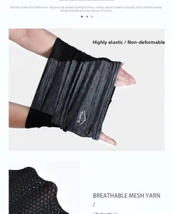 Detail of grey ice silk cooling neck gaiter with breathable mesh and sport logo