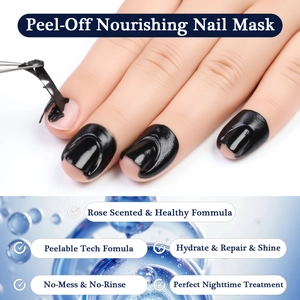 Masque à l'ongle à la rose pelable pour soin de nuit montrant l'effet de réparation