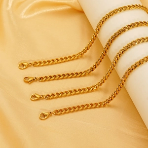 Cuban Link Chain Necklace 18K Gold Plated Stainless Steel Minimalist Hip Hop Streetwear Jewelry For Men And Women