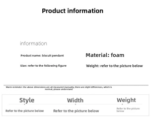 Detailed specifications chart for gingerbread man foam ornaments with size and material info