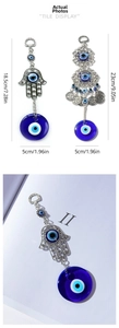 Detailed size view of Hamsa Hand and Mandala Evil Eye wall hanging charms