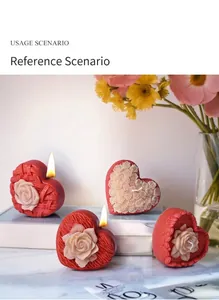 Romantic woven heart candle with rose texture in a cozy home decor setting