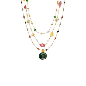 Collier Pendentif En Pierre Naturelle Malachite Coquillage Acier Titane Plaqué Or Perlé Fait Main Bijoux Bohème Femmes