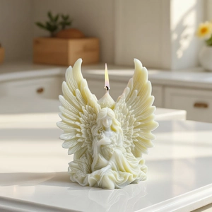 Minimalist 3D angel wing silicone mold for DIY handmade aromatherapy candle making