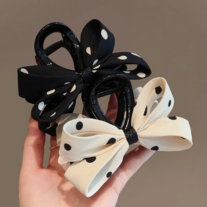Pince À Cheveux À Nœud À Pois Vintage En Tissu Élégante Pince Requin Accessoires Pour Femmes