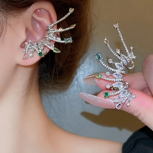 Clip d'oreille en Cuivre et Zirconia Aile Goutte d'eau pour Femme Bijoux de Fête Boucles d'oreilles Multicolores Sans Perçage