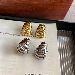 Polished geometric spiral twist earrings in gold and silver finish with S925 silver needles