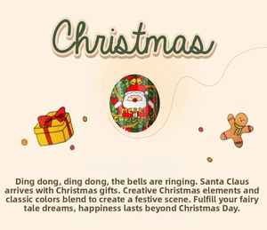 Detail of Christmas Santa Claus illustration with Merry Christmas text on ceramic mug surface