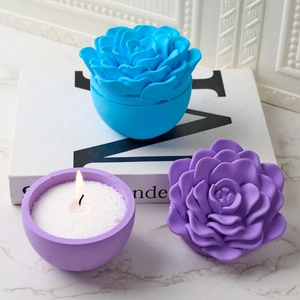 Peony and rose shaped silicone mold for DIY candle holders and storage bowls
