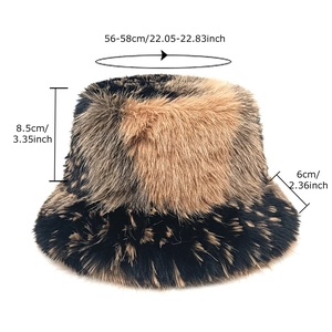 Bob en fausse fourrure bicolore noir et marron, tour de tête 56-58cm pour l'hiver