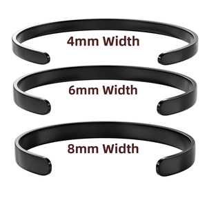 Detaillierter Vergleich der minimalistischen schwarzen Manschetten in 4mm, 6mm und 8mm