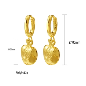 18K gold plated stainless steel apple shape hoop earrings with size measurements