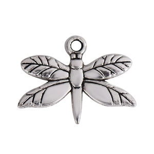 Vintage silver dragonfly pendant for DIY jewelry making with detailed wing patterns