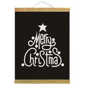 Luminous Christmas wall art with Merry Christmas text on wooden hanger and fabric canvas