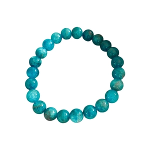 Elegant natural apatite crystal beaded bracelet with smooth lake blue translucent stones