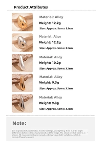 Polished alloy metal teardrop pendants in gold and silver showing product dimensions