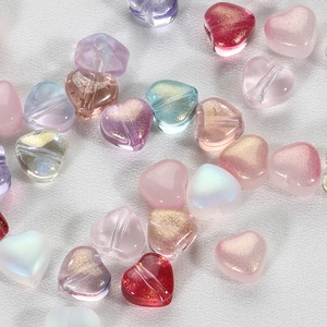 Mélange de perles en verre aurore en forme de cœur pour bijoux DIY et colliers