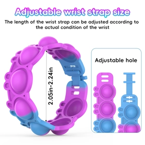 Adjustable pink and blue gradient silicone pop fidget wristband for Easter stress relief
