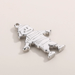 Detailed view of a silver hip hop boy pendant with a smooth high-polished finish
