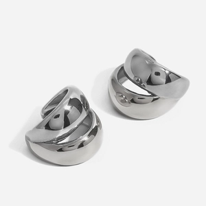 Orecchini A Clip In Acciaio Inossidabile Placcato Oro 18K Impermeabile Ipoallergenico Colore A Contrasto Doppio Cavo