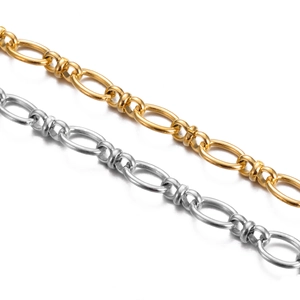 Set of gold and silver stainless steel oval link chains for DIY jewelry making