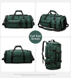 Cat's Eye Green multi-pocket fitness travel bag with waterproof nylon and adjustable straps