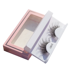 Natural long thick false eyelashes set D1601 in premium pink packaging box
