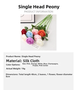 Detailed size chart for 48cm silk artificial ranunculus flower with 8cm bloom diameter