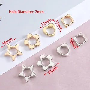 Golden and silver geometric CCB plastic beads in star and heart shapes for DIY jewelry