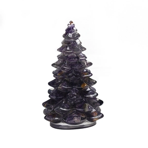 Deep purple crystal Christmas tree figurine ornament with natural amethyst texture
