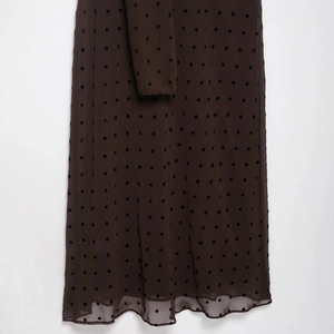 Brown backless scarf dress in sheer mesh with black polka dots for a retro look