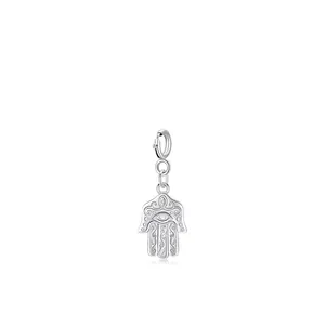 925 sterling silver Hamsa hand pendant with intricate cloud patterns and palm eye engraving