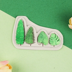 Tropical leaf silicone mold for monstera and palm leaf fondant cake decorations