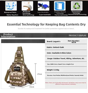 Waterproof Oxford camouflage tactical chest bag with functional compartments for outdoors