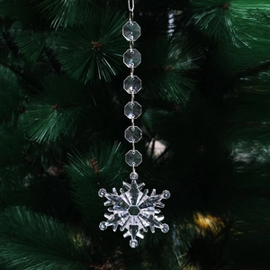 Colgante de copo de nieve acrílico con cuentas octogonales para árbol de Navidad