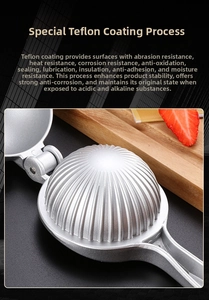 Detail of silver manual lemon squeezer with acid-resistant Teflon coating on black surface