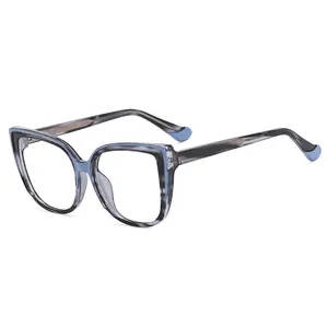 Gafas de moda ojo de gato gris transparente con lentes que bloquean la luz azul