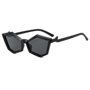 Irregular Polygon Sunglasses PC Frame UV400 Protection Trendy Lightning Temples Unisex Street Style Eyewear