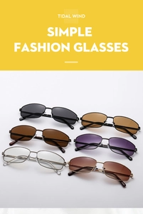 Collection of retro metal sunglasses in black, brown, purple, and clear lenses