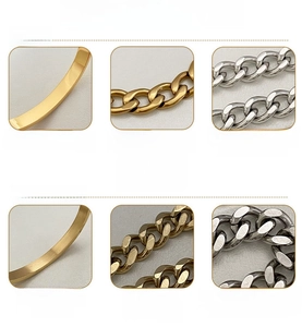 Detail of high polished stainless steel chains showing hand polishing craftsmanship