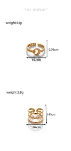 Detailed size specifications for gold adjustable heart and moon moon titanium steel rings