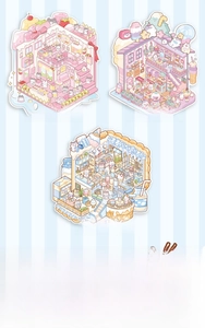 Close-up of miniature cartoon zoo town scenario stickers for DIY journal decoration