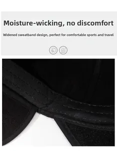 Close-up of the wide moisture-wicking sweatband inside this winter baseball cap