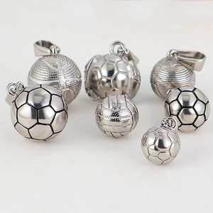 Set of stainless steel sports ball pendants including soccer and basketball charms
