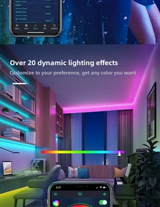 Smart RGB LED strip lighting for bookshelf with app control and music sync mode
