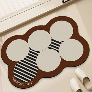 Detail of brown bubble-shaped non-slip bath mat with soft water-absorbent texture