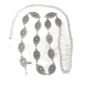 Retro butterfly oval silver metal waist chain with adjustable lobster clasp design