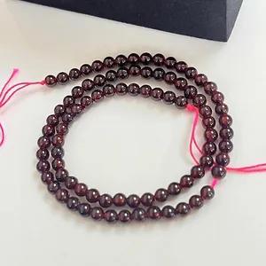 Brins de perles rondes en grenat rouge foncé poli pour la fabrication de bijoux DIY