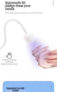 Adjustable white USB UV LED nail lamp with flexible neck curing manicure on hand