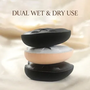 Extra large heart marshmallow makeup sponges in black and beige with thick texture
